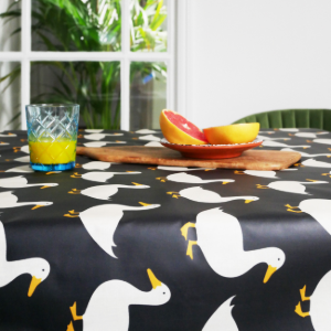 Waddling Ducks Cotton Coated Tablecloth