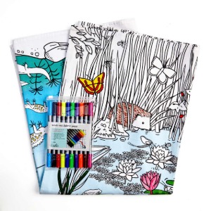 pond life tablecloth - colour in &amp; learn