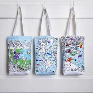 colour &amp; carry world map tote bag